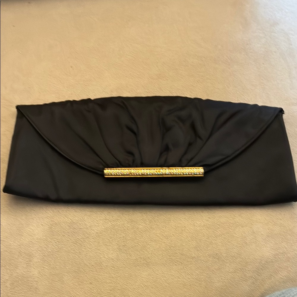 Elegant Black Clutch with Gold Accent